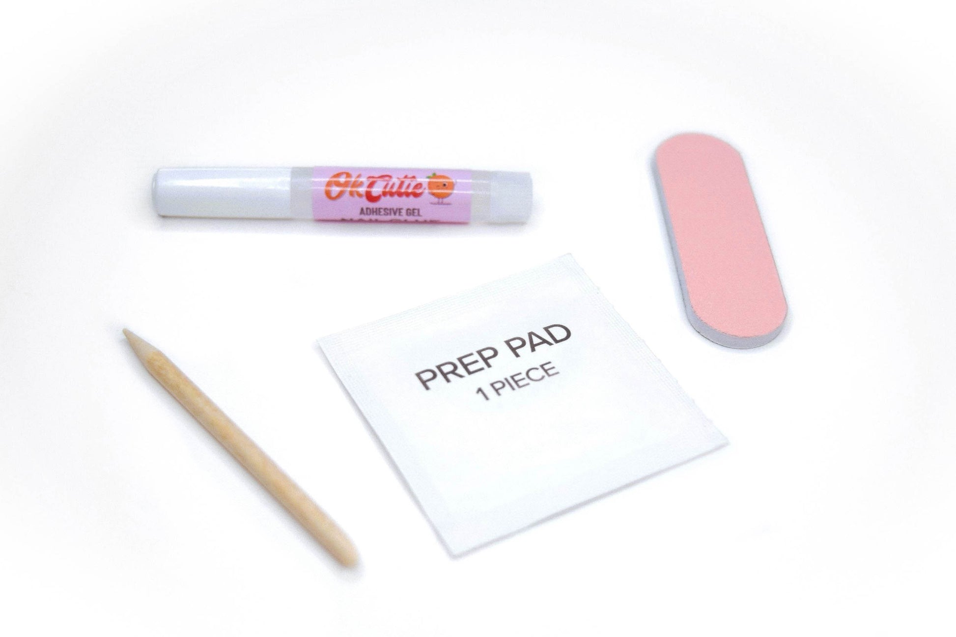 Press on nail kit includes everything you need and step by step directions to apply your nails. Comes with a wooden stick tool, alcohol pad, nail file, and adhesive gel nail glue.